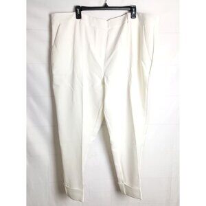 Kate & Mallory White High Rise Pants 24W Cuffed Hem Comfort Waist NWOT